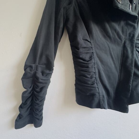 Lululemon Solace Ruched Jacket Black Sz 6 Asymmetril Moto Zip Stretch Athleisure - Picture 4 of 9